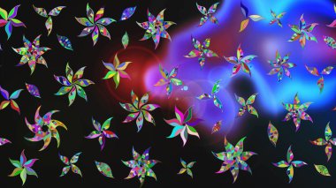 Gri renkli çiçekler. Sevimli çiçek raster deseni. Düz Çiçek Elementleri Tasarımı. Renkli Bahar Teması çizim şablonu.