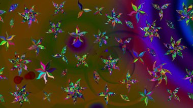 Şirin çiçekli, desenli, kahverengi renkli bir eskiz deseni. Tekstil için suluboya eskiz deseni. El çizimi çiçek çizimi deseni (fayans)).