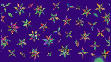 Raster illüstrasyonundaki çiçek desenli çizim. Mavi renkte çiçekler.