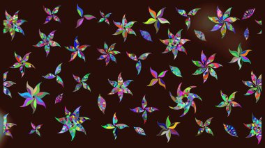 Moda baskıları için zarif bir şablon. Küçük renkli çiçekler. Küçük çiçekte güzel bir desen. Motley illüstrasyonu. Kahverengi çiçekli bahar çiçekleri.