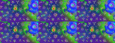 El çizimi Raster çizimi. Çizim çiçek deseni duvar kağıdı, web sitesi arka planı, ambalaj kağıdı, davetiye, broşür, afiş veya web sitesi için kullanılabilir. Karalama elementleri.