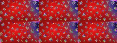 Kırmızı renkte çiçekler. Raster illüstrasyonu. Küçük çiçekte sevimli çiçek deseni var..