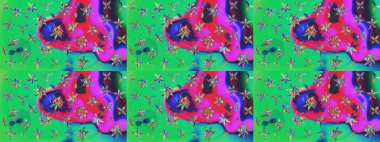 Raster. Zarif, parlak ve yeşil çiçek desenli bir taslak. Sabıka baskıları, bebek kıyafetleri, duvar kâğıtları, paket kutuları vb..