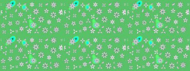 Çiçeksel fantezi tasarımı ve parlak bir arka plan çizimi. Renkli Bahar Teması eskiz kalıbı. Düz Çiçek Elementleri Tasarımı.