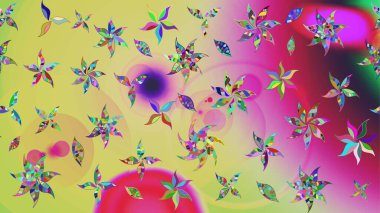 Raster illüstrasyonundaki çiçek desenli çizim. Suluboya tarzında nötr renkler üzerine çiçekler.