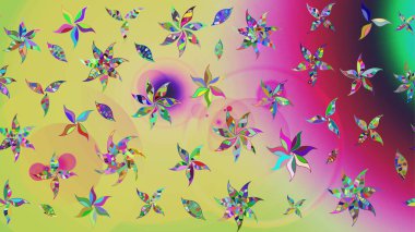 El çizimi çiçek unsurları olan soyut çizim raster deseni. Çiçekli ipek eşarp. 1950-1960 motifleri. Retro tekstil tasarım koleksiyonu. Nötr üzerine nötr.