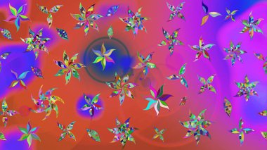 Suluboya çiçekli çiçek deseni. Mor renkli Asya tekstili. Raster illüstrasyonu.