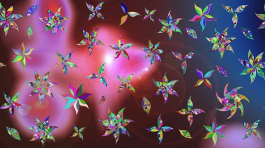 Raster resim. Güzel kumaş deseni. Doodle çiçekler ve dalları, otlar ve çiçekler. Elle çizilmiş.