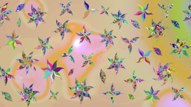 Robot resim. Çiçekli bahar çiçekleri. Küçük çiçekte güzel bir desen. Moda baskıları için zarif bir şablon. Küçük renkli çiçekler. Motley illüstrasyonu.