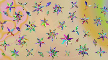 Bej renkli çiçekler. Tropik çiçekler. Gömlek çizimi Arkaplan Deseni.