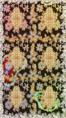 2019 Noel 'i, kar tanesi, yeni yıl. Kahverengi renklerde ve altın elementlerle klasik, pürüzsüz desen.