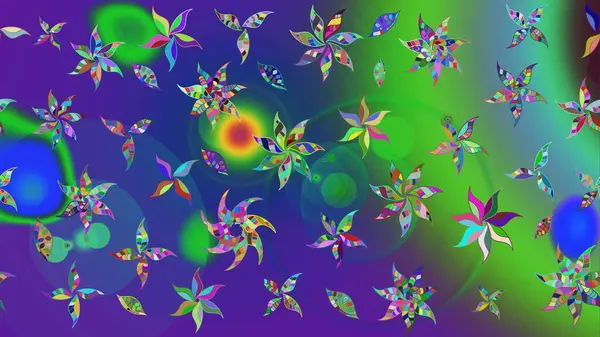 Yeşil renkler üzerine çiçek desenli çizimler, el yapımı papatyalar, papatyalar. Tekrarlayan çiçek arkaplanı, zarif yeşil çiçek duvar kağıdı.