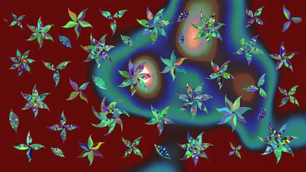 Organik motif arka planı. Raster illüstrasyonu. Çizim kalıbı. Ultraviyole kumaş deseni.