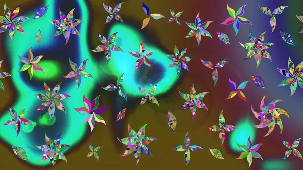 Düz Çiçek Elementleri Tasarımı. Şirin çiçek elementleri. Raster illüstrasyonu. Taslak desenli, modaya uygun kumaş deseni. Renkli Bahar Teması çizim şablonu.