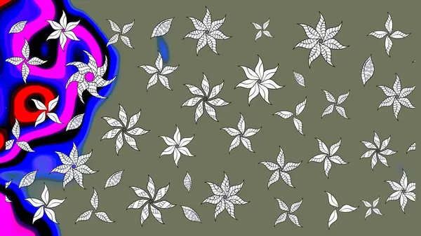 Yumuşak, yaz çiçekli arka plan. Çiçekli karalama şeklinde Raster çiçek deseni. Yeşil renkte çiçekler.