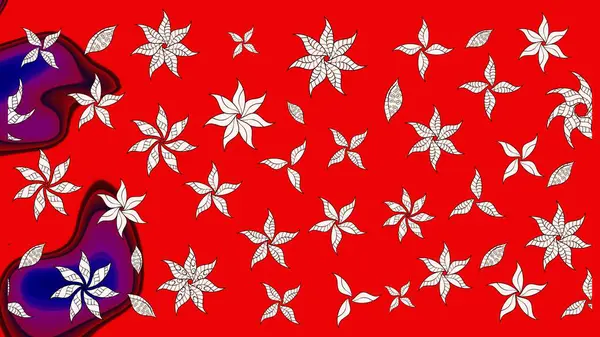 Doodle tarzı. Elle çizilmiş sonbahar çiçeği deseni. Kırmızı renkte çiçekler. Renkli kırmızı çizim kalıbı. Tekstil ve kapak tasarımı için mükemmel.