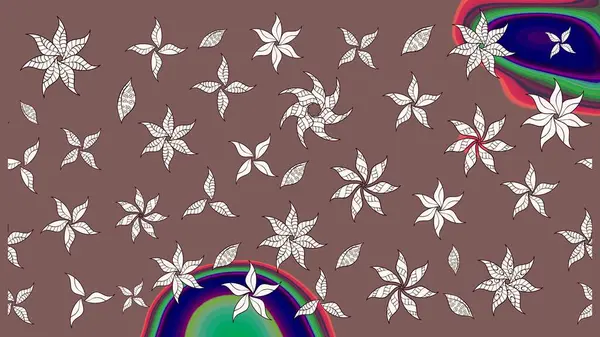 Çiçek ve yapraklı çiçek deseni. Raster illüstrasyonu. Küçük çiçekli şirin desen.