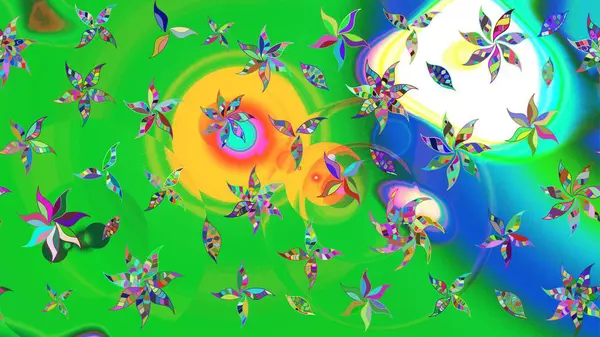 Düz Çiçek Elementleri Tasarımı. Çiçek deseni. Raster güzel kumaş deseni çiziyor. Renkli Bahar Teması çizim şablonu.