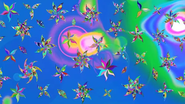 Çizim kalıbı. Hint süsü. Çiçek duvar kağıdı. Raster illüstrasyonu. Mavi renklerde. Renkli süs kenarı.