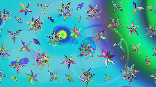 Renkli Bahar Teması eskiz kalıbı. Raster illüstrasyonundaki çiçek desenli çizim. Düz Çiçek Elementleri Tasarımı. Mavi renkte çiçekler.