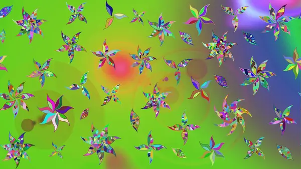 Çiçekli yeşil renkte bir çiçek deseni çiz. Suluboya tarzında yeşil renkte çiçekler.