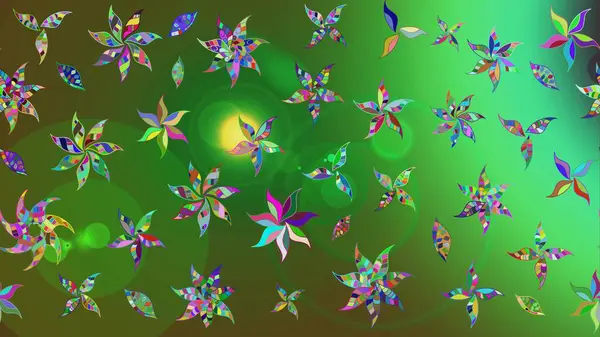 Yeşil renkli etnik çiçeklerle süslenmiş zarif bir eskiz şekli. Raster Çiçek İllüstrasyonu güzel tekstil..