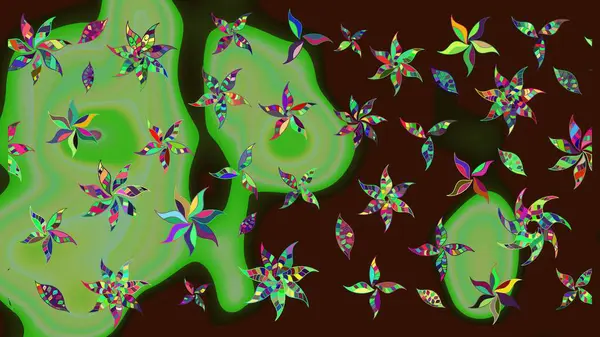 Gömlek baskısı için çiçek boyası. Kahverengi renkli çiçekler. Çiçek eskiz kalıbı geçmişi.