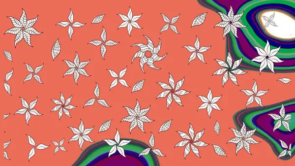 Çiçekli eskiz arkaplanı. Çocuk stili. Düz Çiçek Elementleri Tasarımı. Renkli Bahar Teması çizim şablonu.