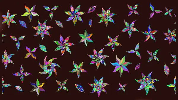 Renkli Bahar Teması eskiz kalıbı. Kahverengi renkli çiçekler. Düz Çiçek Elementleri Tasarım Raster illüstrasyonu. Çiçek eskiz kalıbı geçmişi.