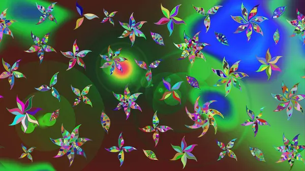 Raster illüstrasyonundaki çiçek desenli çizim. Renkli Bahar Teması eskiz kalıbı. Düz Çiçek Elementleri Tasarımı. Güzel kumaş deseni.