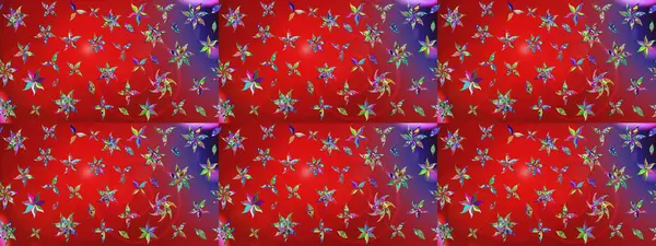 Kırmızı renkte çiçekler. Raster illüstrasyonu. Küçük çiçekte sevimli çiçek deseni var..