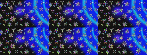 Mavi renkli çiçekler. Çiçekli karalama şeklinde Raster çiçek deseni. Nazik, sevimli çiçek arkaplanı..