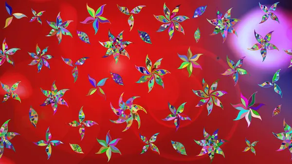 Kumaş desenli papatya çiçeği detayı. Kırmızı renkte çiçekler.