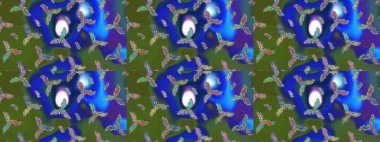 Raster illüstrasyonu. Kar tanelerinin soyut arkaplanı olan şirin bir Noel arkaplanı. Yeşil, mavi ve mor kar taneleri. Noel ve yeni yıl moda baskıları için tatil tasarımı. Renkler.