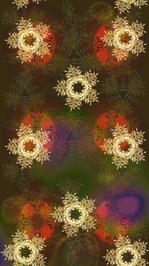 Grafiksel element dekorasyonu. Düz dizayn. Raster tasarımı. Sembol kışı, donmuş, Noel, yeni yıl tatili. Siluet kar taneleri tabelası izole edilmiş kahverengi, yeşil ve gri renkler. Kar Tanesi mozaik simgesi.