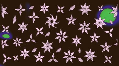 Kahverengi renkli bitkilerden oluşan parlak çiçekli çizim deseni.