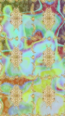 Raster altın pürüzsüz desen. Düz elle çizilmiş klasik koleksiyon. Altın elementlerle nötr renklerde altın desen. Arkaplan, kumaş, altın duvar kağıdı.