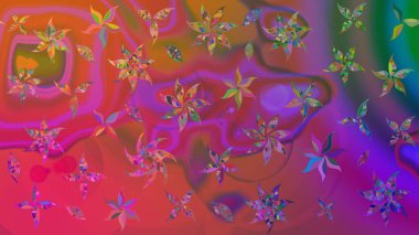 Çiçek ve yapraklı çiçek deseni. Raster illüstrasyonu. Küçük çiçekli şirin desen.