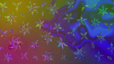 Raster. Kahverengi renkte güzel çiçekler, suluboya desenli eskiz deseni, duvar kağıdı, kart veya kumaş için fayanslı..