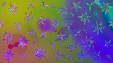 Yeşil renkli çiçekler. Çiçekli karalama şeklinde Raster çiçek deseni. Yumuşak, yaz çiçekli arka plan.