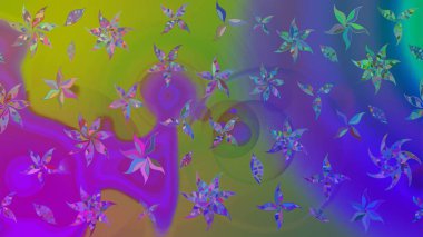 Çiçek desenli raster, mor çizgi grafik desenli soyut raster arkaplan. Modern stil dokusu.