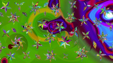 Tekstil tasarımı için yeşil renkli geleneksel halk çiçekleri buketi. Üzerinde gelincikler ve vadi zambakları olan renkli çiçek desenli nakış..