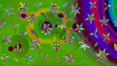 Çiçekli el çizimi çizimi deseni. Modern gelişim yeşil raster arka plan duvar kâğıdı illüstrasyon klasik çizgili iz sürme desenli çiçekler, çiçekli süsler.