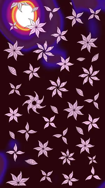 Kahverengi renklerde bahar çiçekleri. Çiçek ve yapraklı karalama şeklinde Raster çiçek deseni. Raster illüstrasyonu.