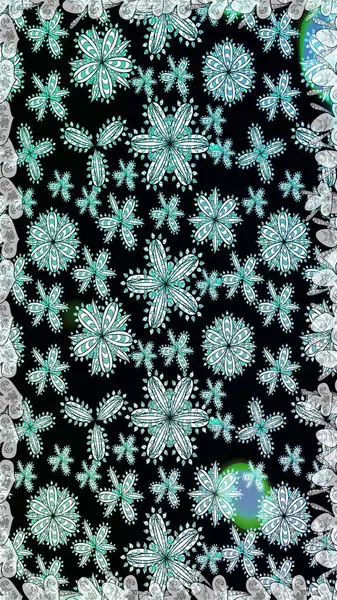 Çocuksu tasarım. Tekstil, kumaş, ambalaj, hatıra defteri için hoş bir çiçek arkaplanı. Siyah ve mavi arka planda. Elle çizilmiş karalama çiçekleri ile pürüzsüz desen.