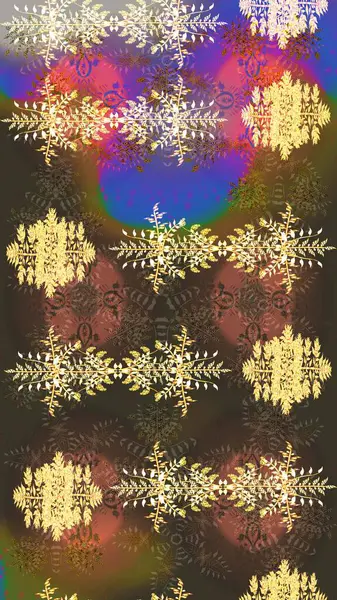 El çizimi, dövme stili karalama, kumaş tasarımı ve Raster illüstrasyonunda kartlar. Contour kahverengi, sarı ve menekşe rengi kar taneleri sanat terapisi tarzı zen çizim için..