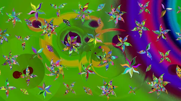 Çiçekli el çizimi çizimi deseni. Modern gelişim yeşil raster arka plan duvar kâğıdı illüstrasyon klasik çizgili iz sürme desenli çiçekler, çiçekli süsler.