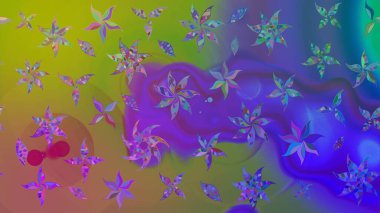 Çiçekli çiçek deseni, suluboya. Raster illüstrasyonu. Renkli Bahar Teması eskiz kalıbı. Mor renkli çiçekler. Düz Çiçek Elementleri Tasarımı.