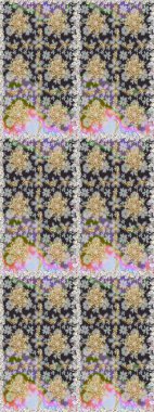 Tekrarlayan elementlerle soyut arkaplan oluşturun. Gri renkler ve altın elementler üzerinde altın pürüzsüz desen. Raster illüstrasyonu. Kusursuz, klasik altın desen..