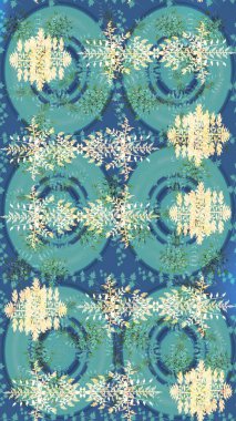 Stilize Çiçekler. Folk Style. Raster illüstrasyonu. Lace Snowflakes 'in etnik kökü. Mandalas 'ın dekoratif dokusu. Tekstil için Lacy Fashion Print. Kumaş veya Duvar Kağıdı için Tasarım.